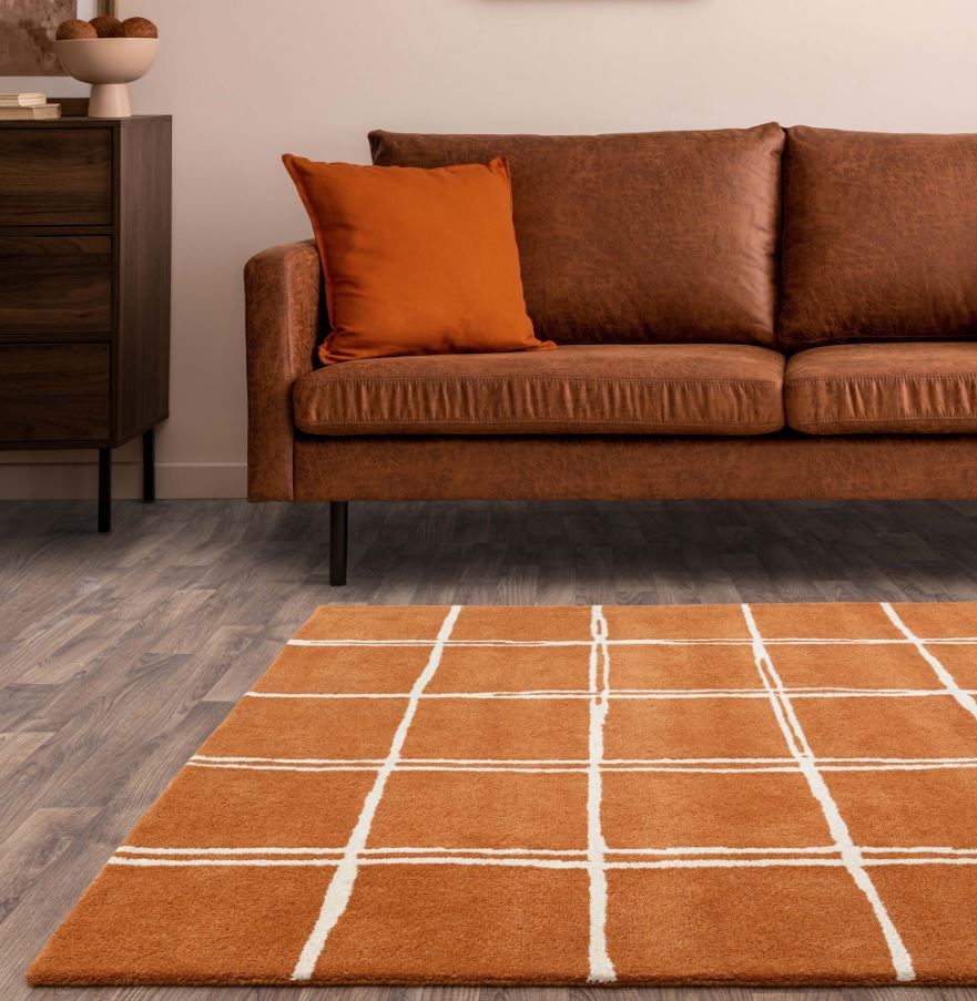 Albany Rug Grid Rust