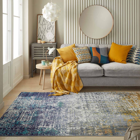 Concept Looms LUX06 Washable Rug Blue Copper