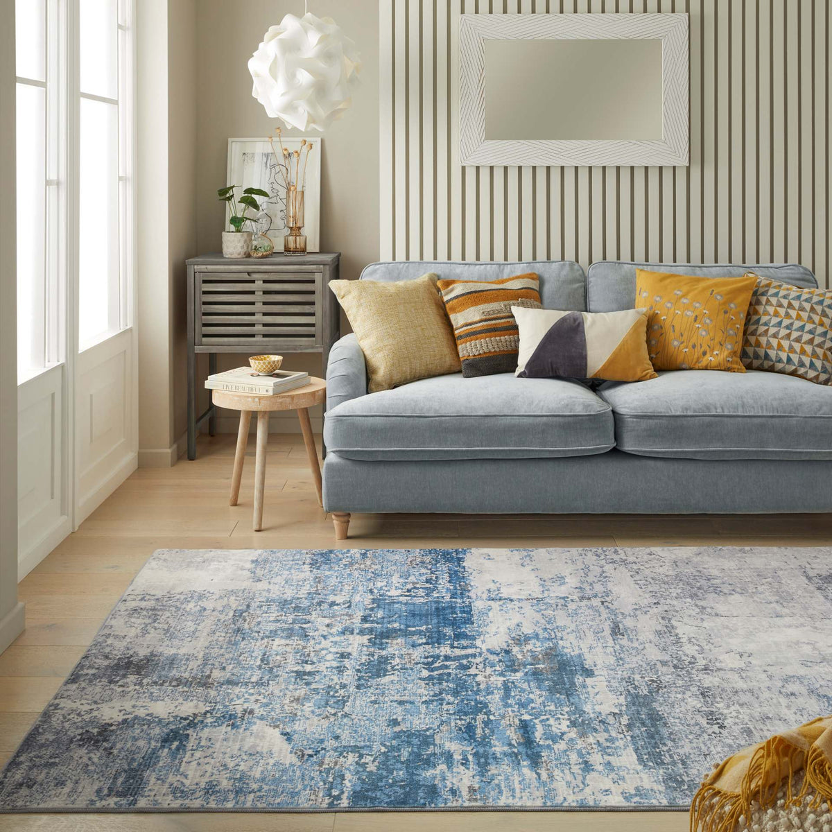 Concept Looms LUX07 Washable Rug Ivory Blue