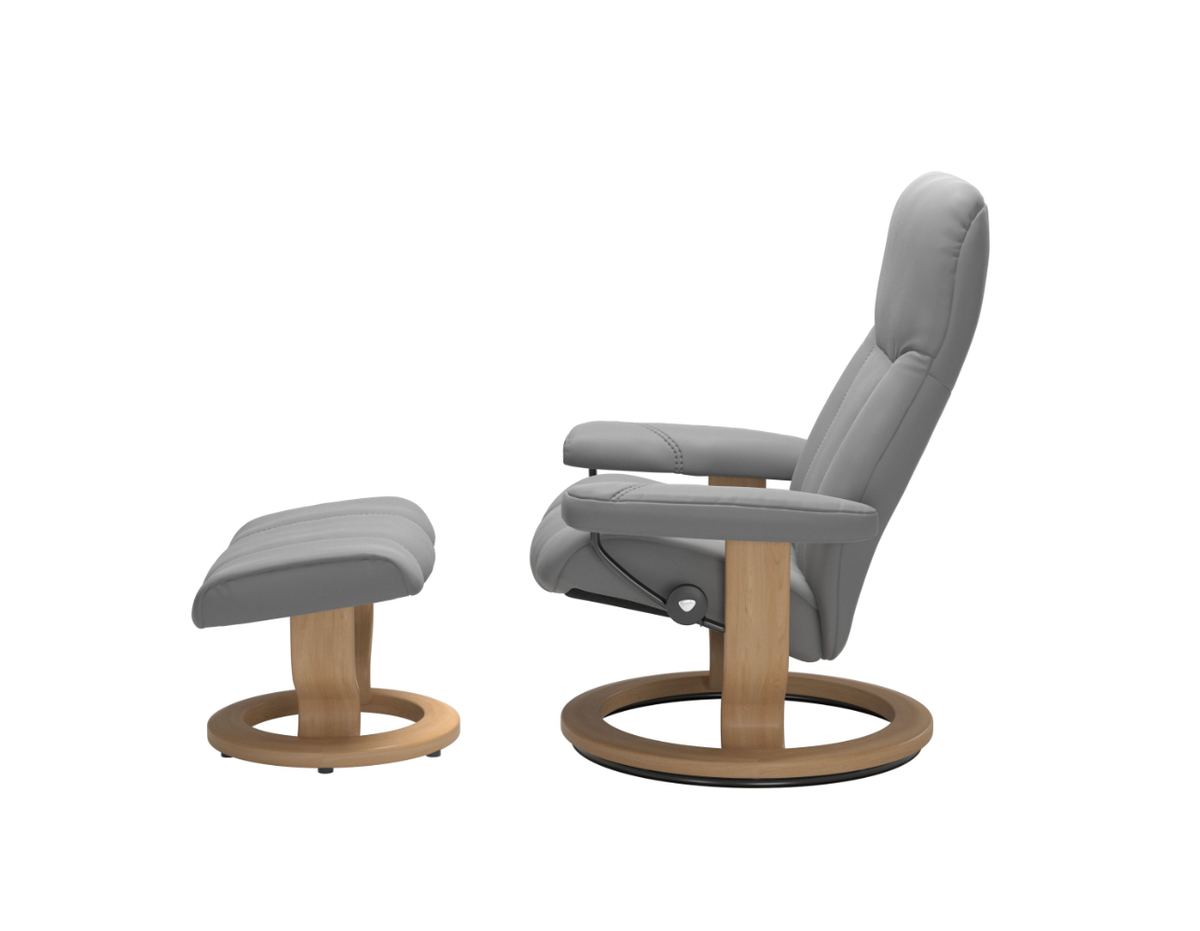 Stressless Consul Wild Dove Small Recliner Chair and Stool